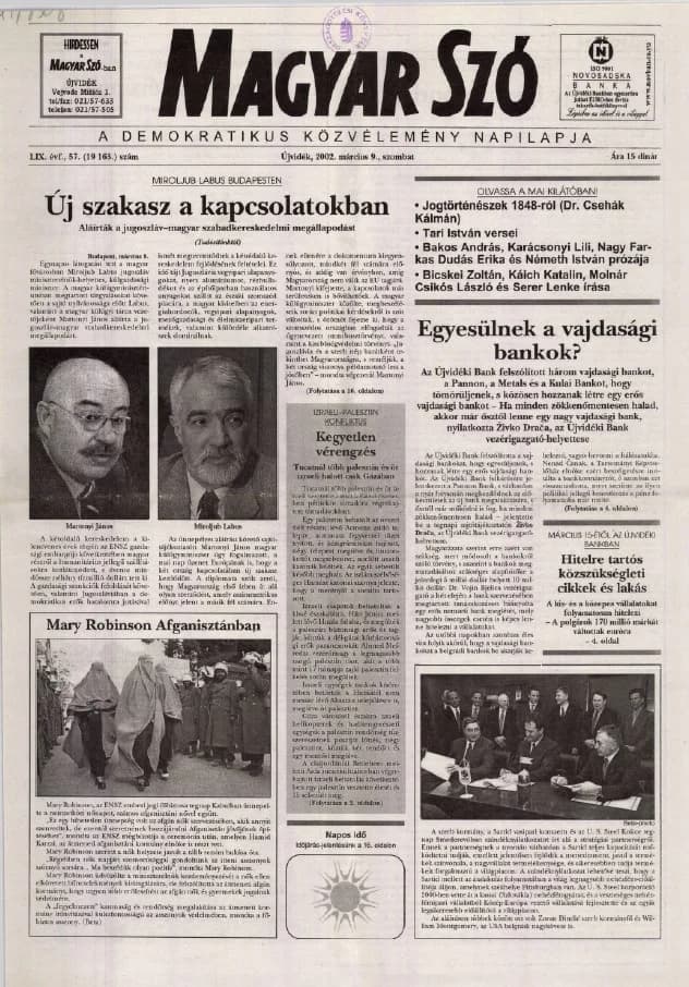 Magyar Szó, 59. évf. 2002. március 9. 57. sz. 1–16. oldal