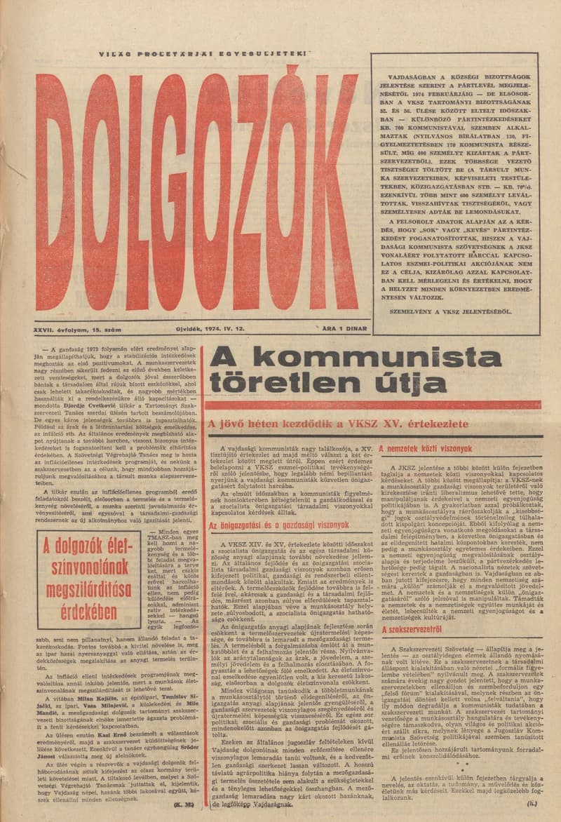Dolgozók, 28. évf. 1974. április 12. 15. sz.
