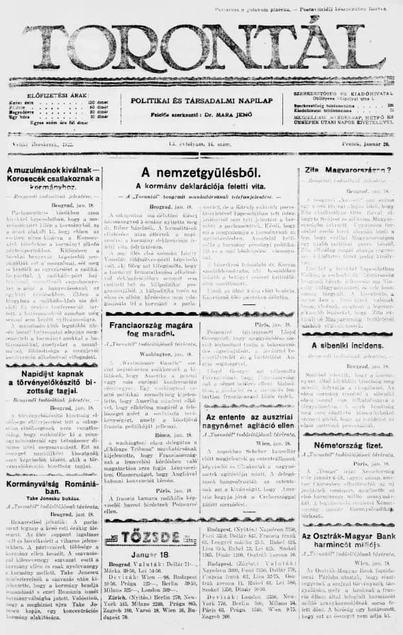 Torontál, 51. évf. 1922. január 20. 14. sz.