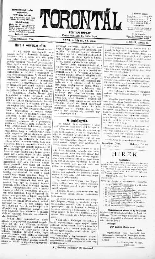 Torontál, 31. évf. 1902. április 10. 82. sz.