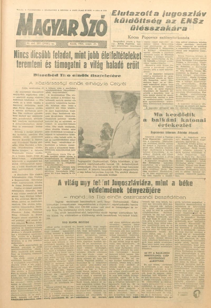 Magyar Szó, 11. évf. 1954. szeptember 21. 257. sz. 1–8. oldal