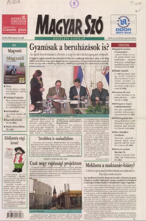 Magyar Szó, 66. évf. 2009. március 17. 62. sz. 1–20. oldal