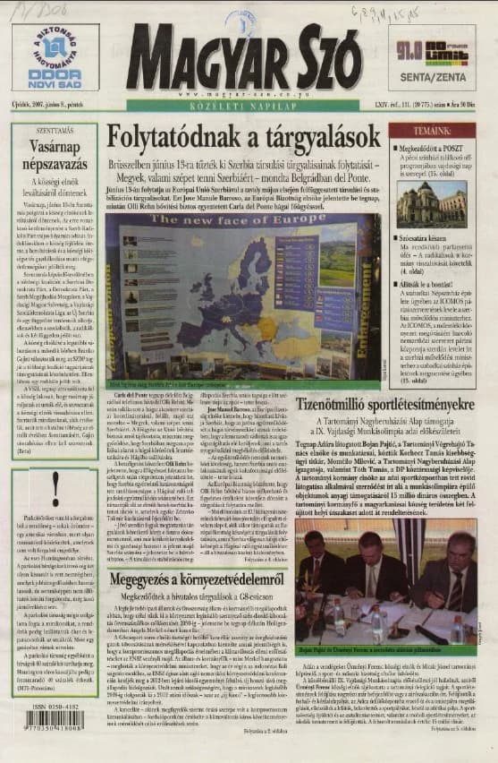 Magyar Szó, 64. évf. 2007. június 8. 131. sz. 1–20. oldal