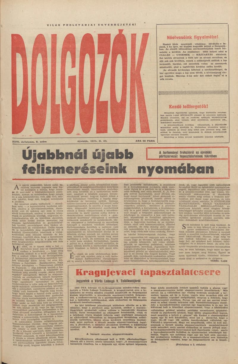Dolgozók, 27. évf. 1973. február 23. 8. sz.