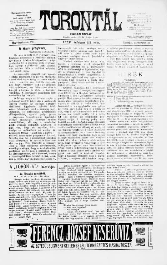 Torontál, 34. évf. 1905. szeptember 30. 223. sz.
