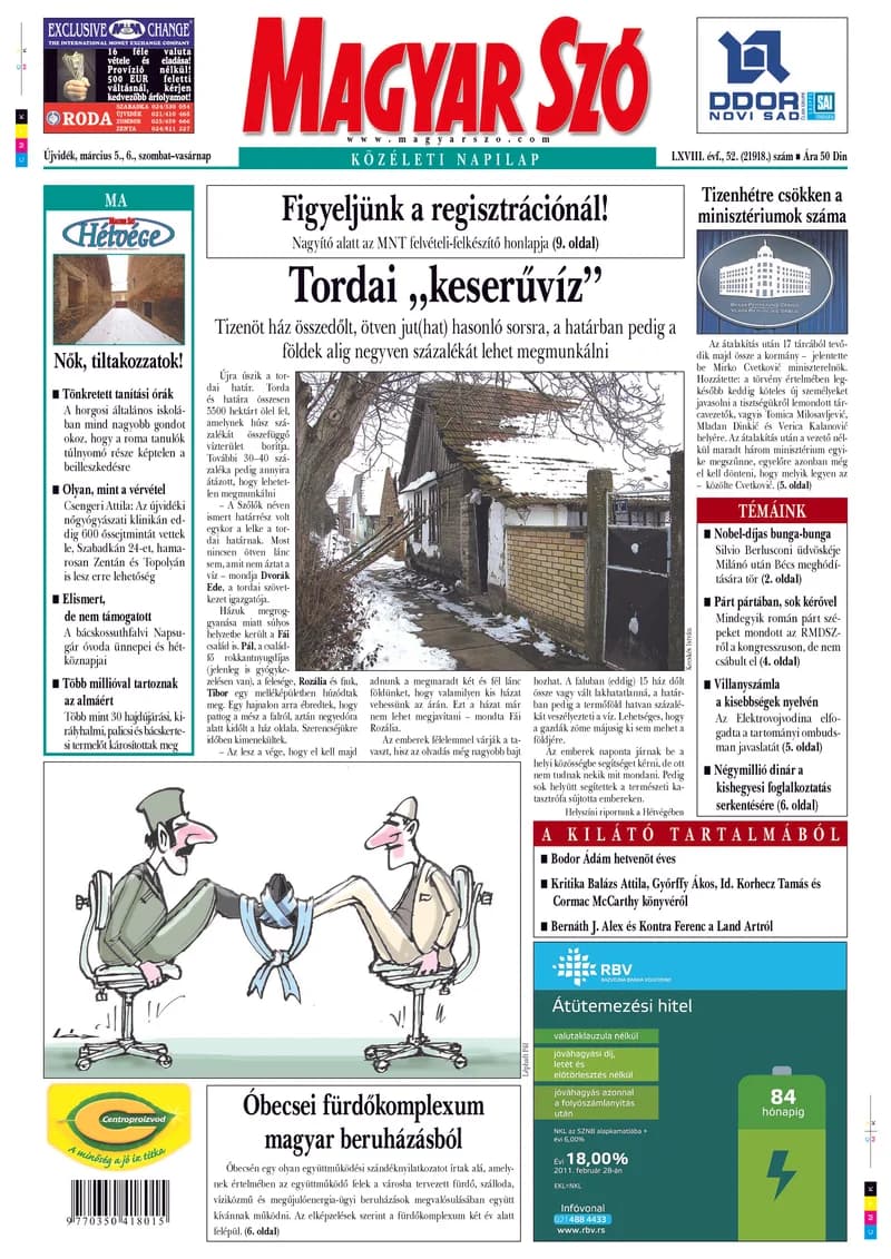 Magyar Szó, 68. évf. 2011. március 5. – 6. 52. sz. 1–48. oldal
