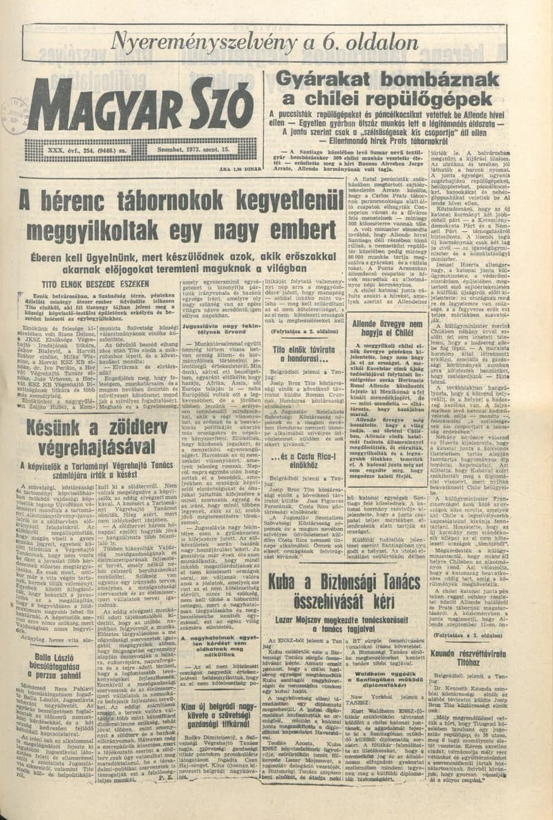 Magyar Szó, 30. évf. 1973. szeptember 15. 254. sz. 1–20. oldal