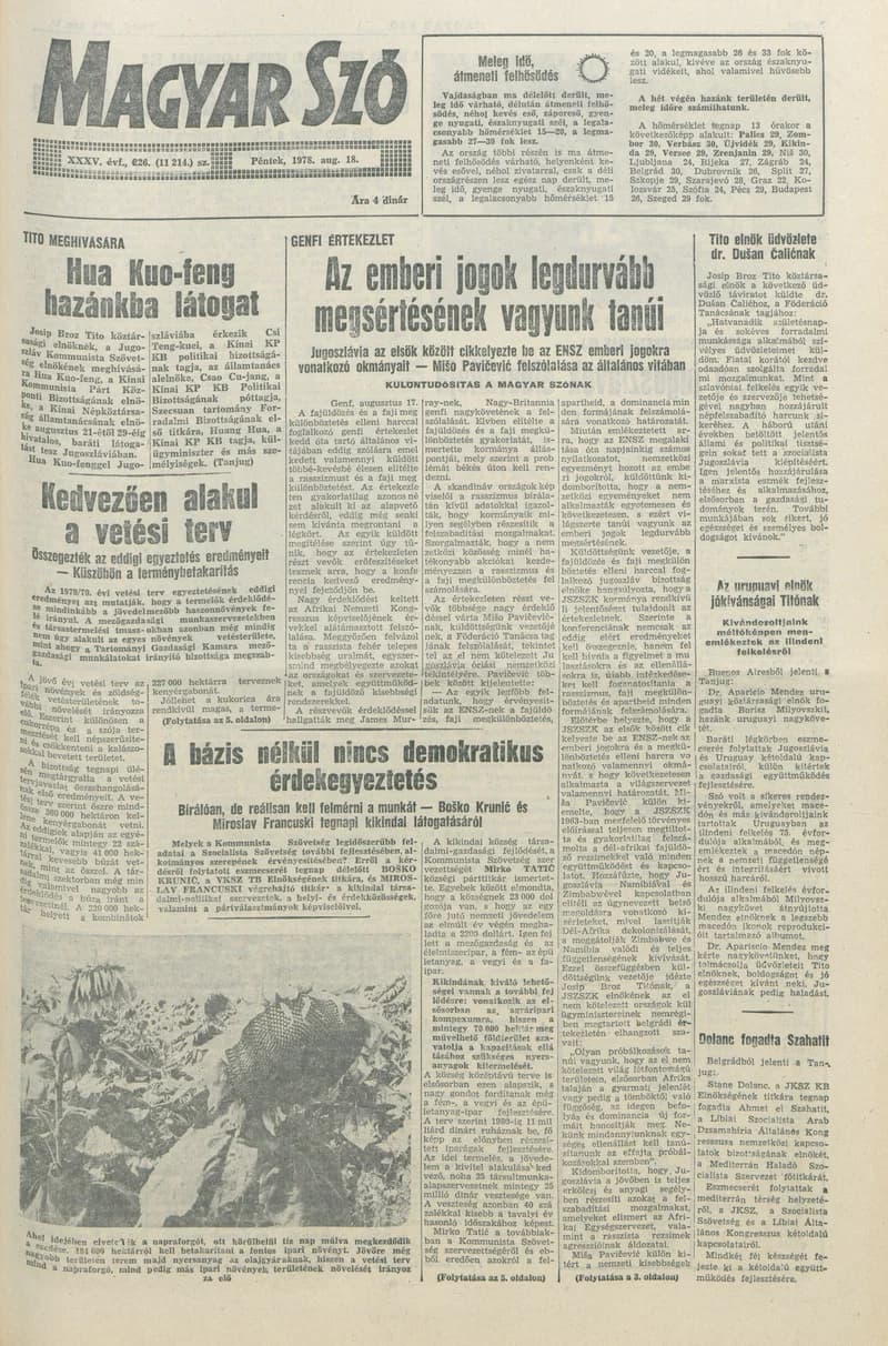 Magyar Szó, 35. évf. 1978. augusztus 18. 226. sz. 1–20. oldal