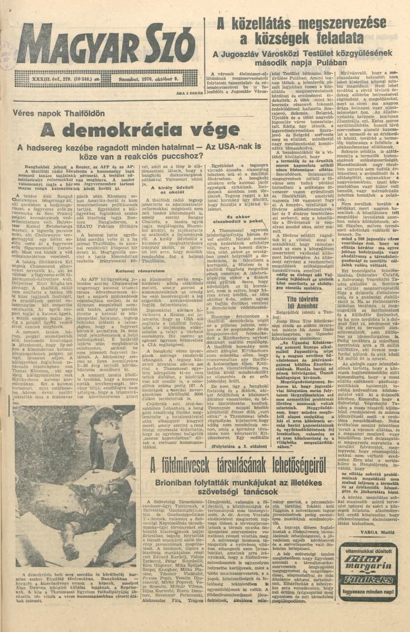 Magyar Szó, 33. évf. 1976. október 9. 279. sz. 1–20. oldal