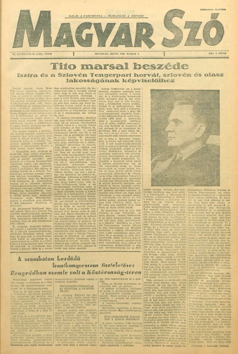 Magyar Szó, 6. évf. 1949. április 4. 80. sz. 1–4. oldal