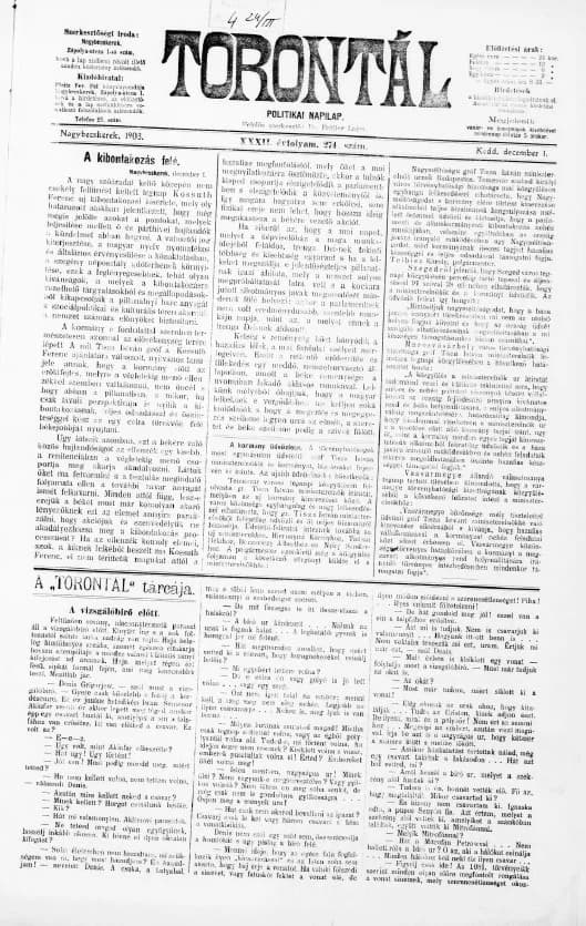Torontál, 32. évf. 1903. december 1. 274. sz.