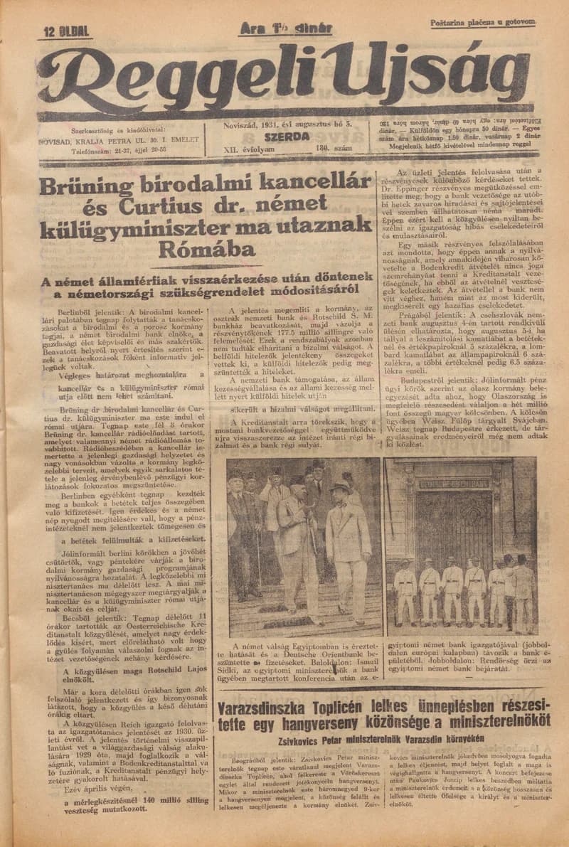 Reggeli Újság, 12. évf. 1931. augusztus 5. 180. sz.