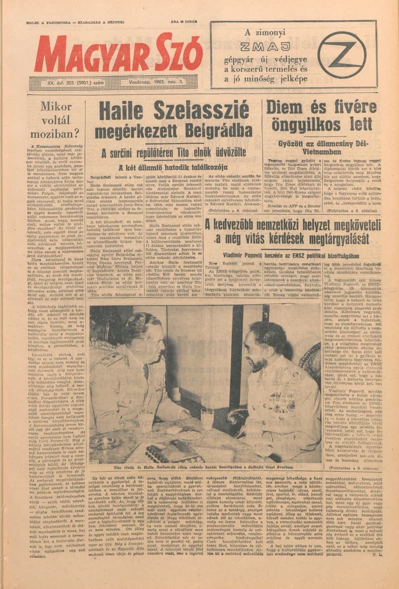 Magyar Szó, 20. évf. 1963. november 3. 303. sz. 1–24. oldal