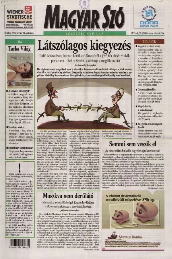 Magyar Szó, 65. évf. 2008. február 14. 35. sz. 1–20. oldal
