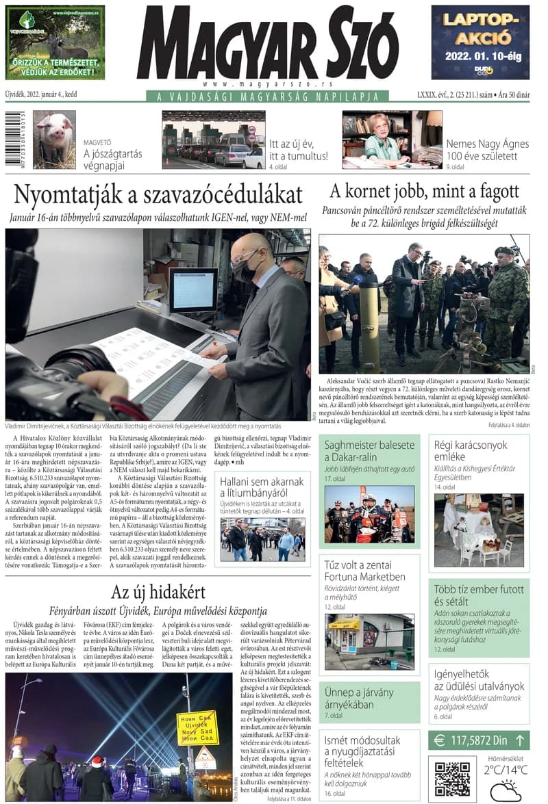 Magyar Szó, 79. évf. 2022. január 4. 2. sz. 1–20. oldal