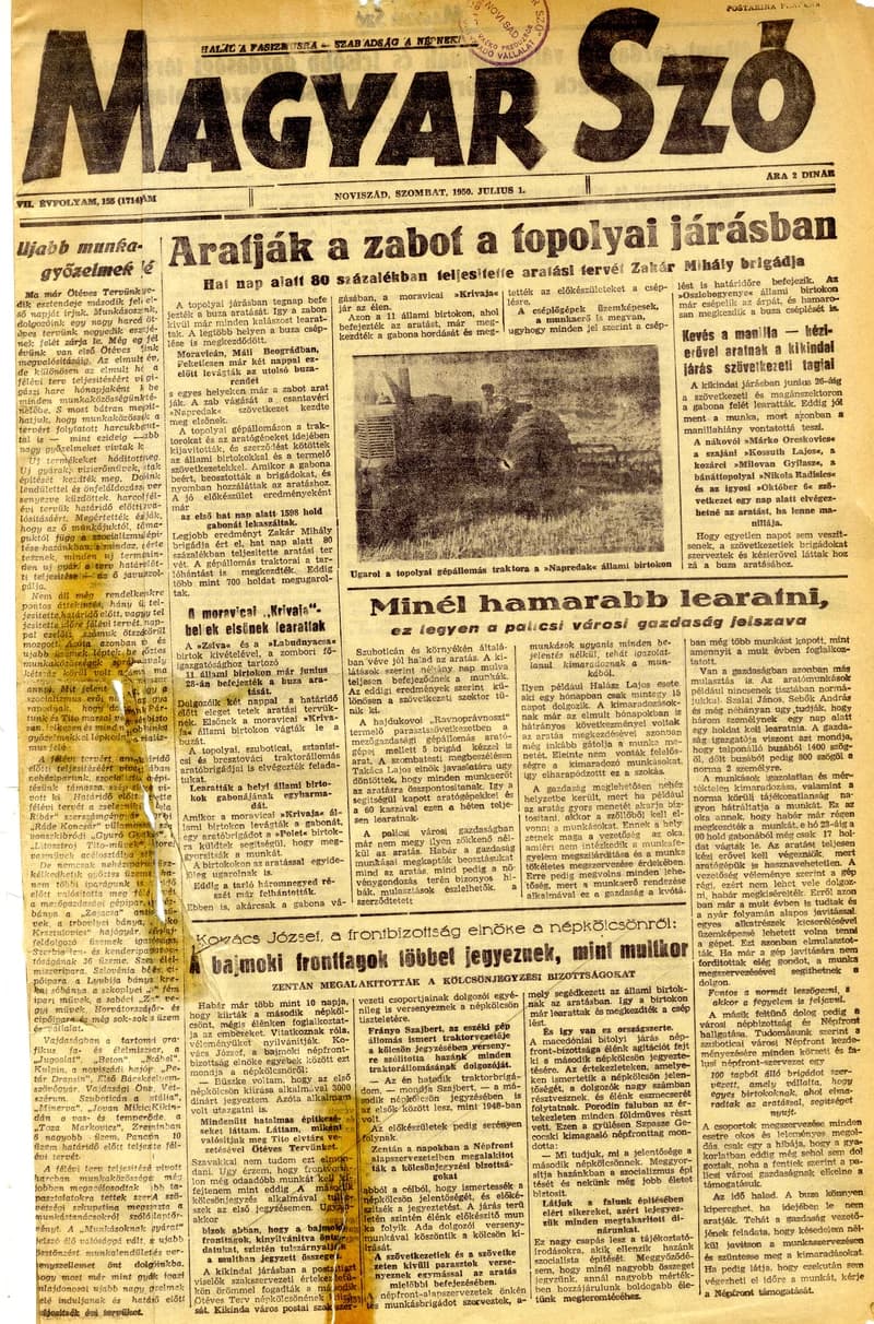 Magyar Szó, 7. évf. 1950. július 1. 155. sz. 1–4. oldal