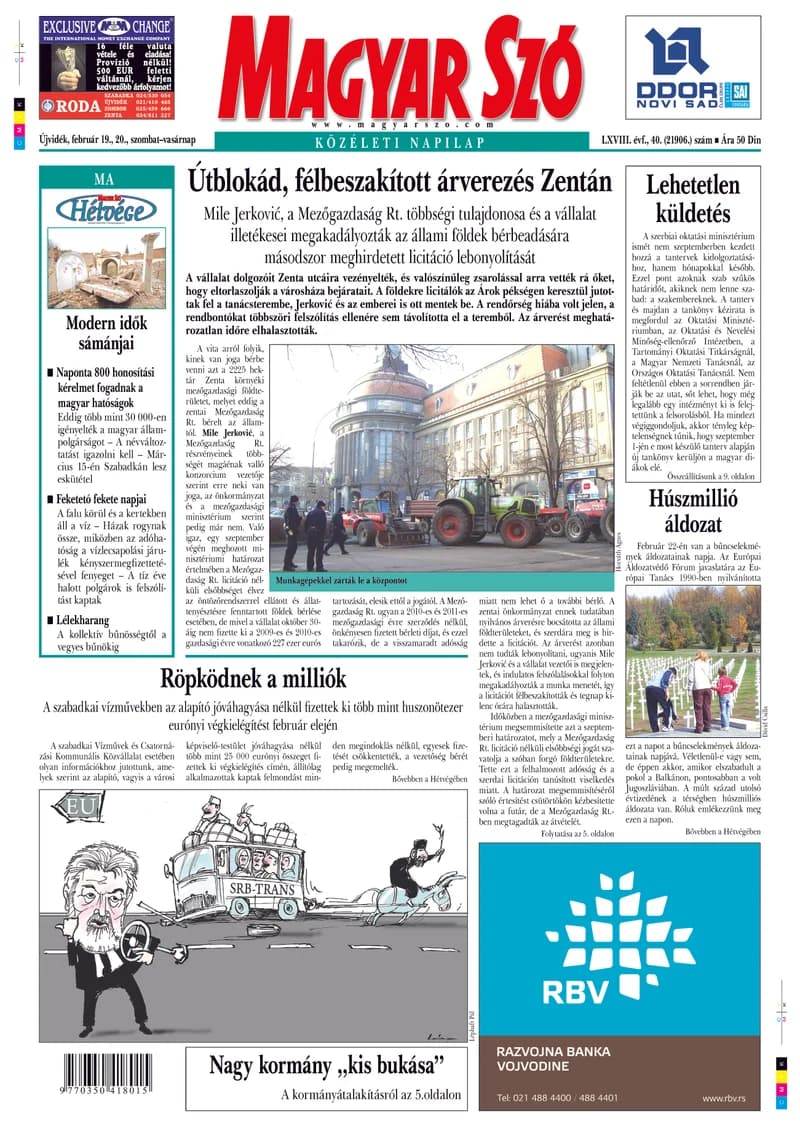 Magyar Szó, 68. évf. 2011. február 19. – 20. 50. sz. 1–48. oldal