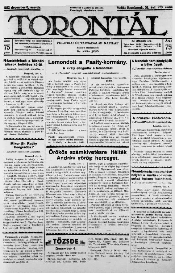 Torontál, 51. évf. 1922. december 6. 273. sz.