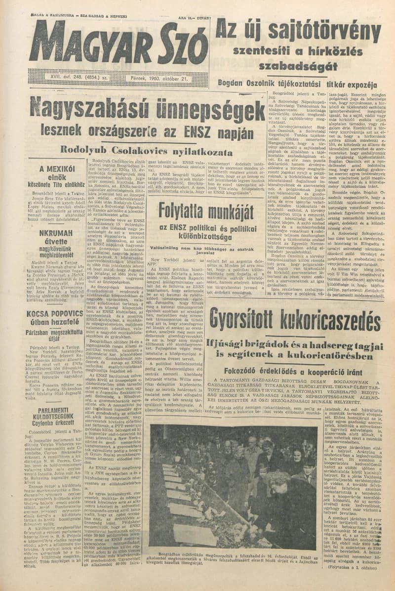 Magyar Szó, 17. évf. 1960. október 21. 248. sz. 1–22. oldal