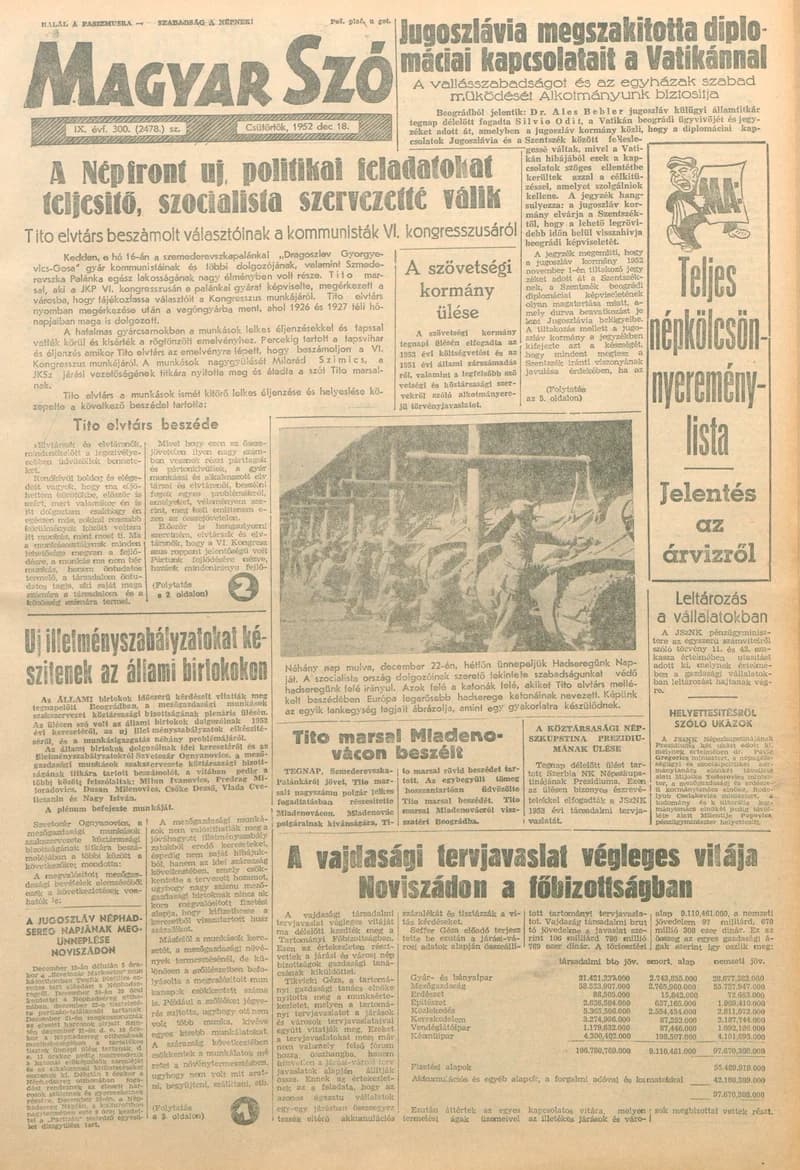 Magyar Szó, 9. évf. 1952. december 18. 300. sz. 1–6. oldal