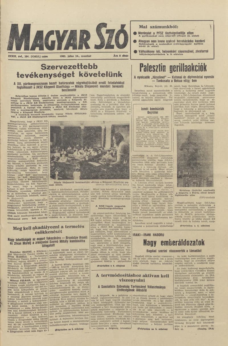 Magyar Szó, 39. évf. 1982. július 24. 201. sz. 1–20. oldal