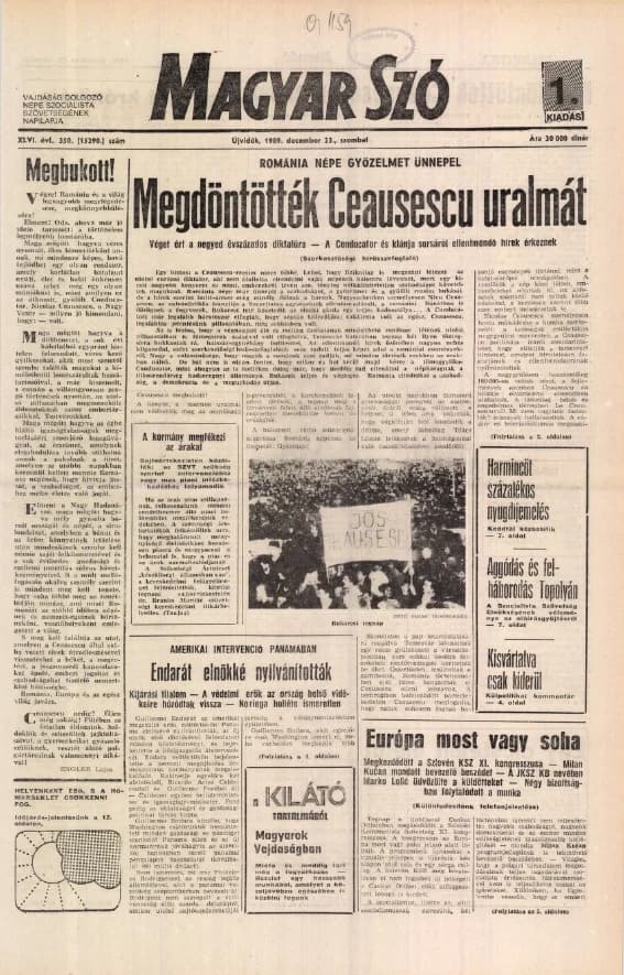 Magyar Szó, 46. évf. 1989. december 23. 350. sz. 1–28. oldal
