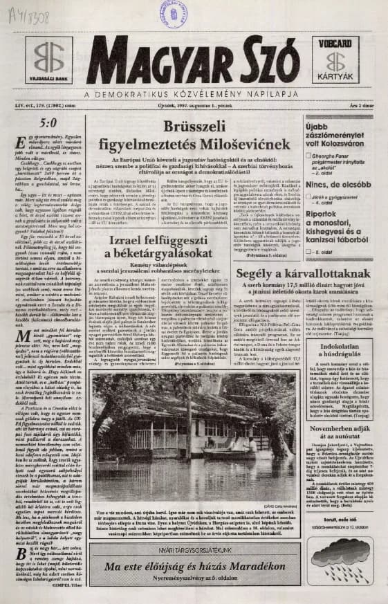 Magyar Szó, 54. évf. 1997. augusztus 1. 179. sz. 1–16. oldal