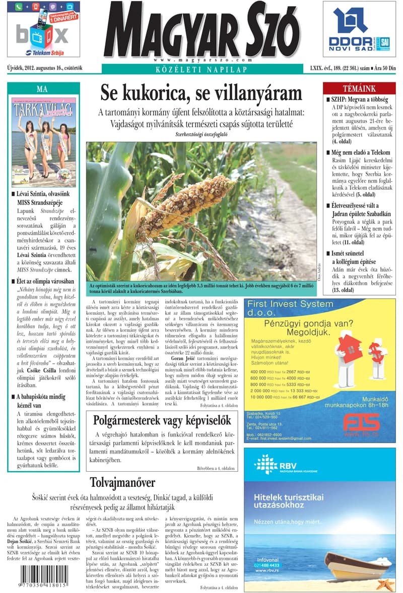 Magyar Szó, 69. évf. 2012. augusztus 16. 189. sz. 1–20. oldal
