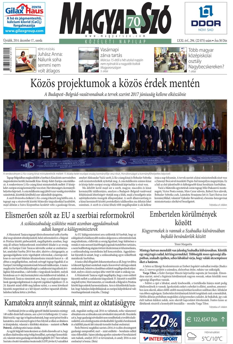 Magyar Szó, 71. évf. 2014. december 17. 294. sz.