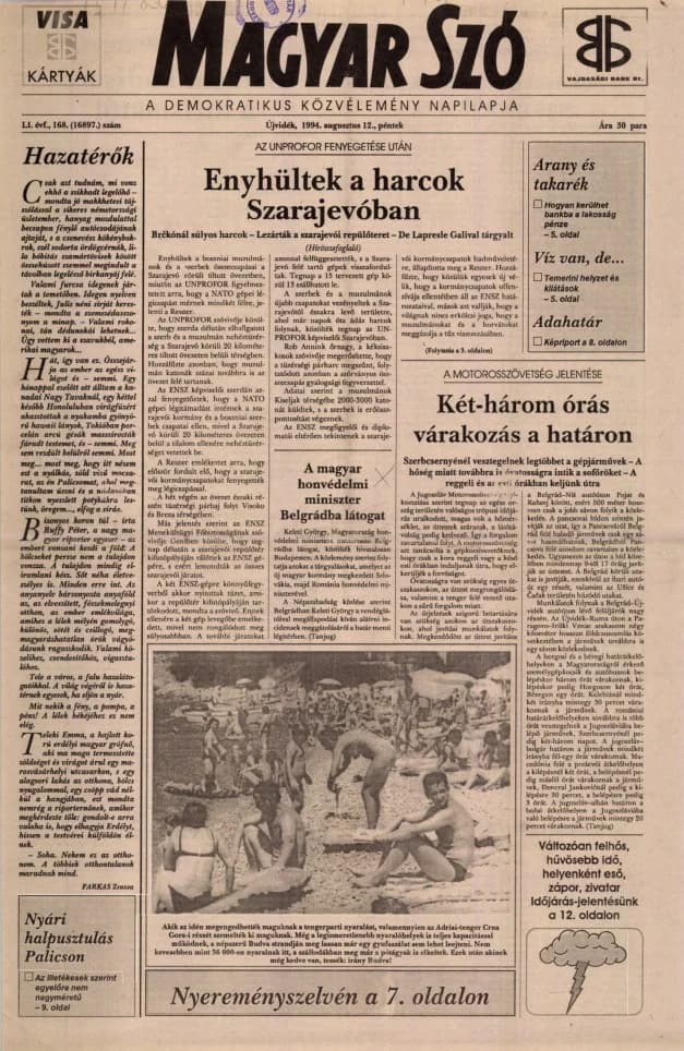 Magyar Szó, 51. évf. 1994. augusztus 12. 168. sz. 1–16. oldal