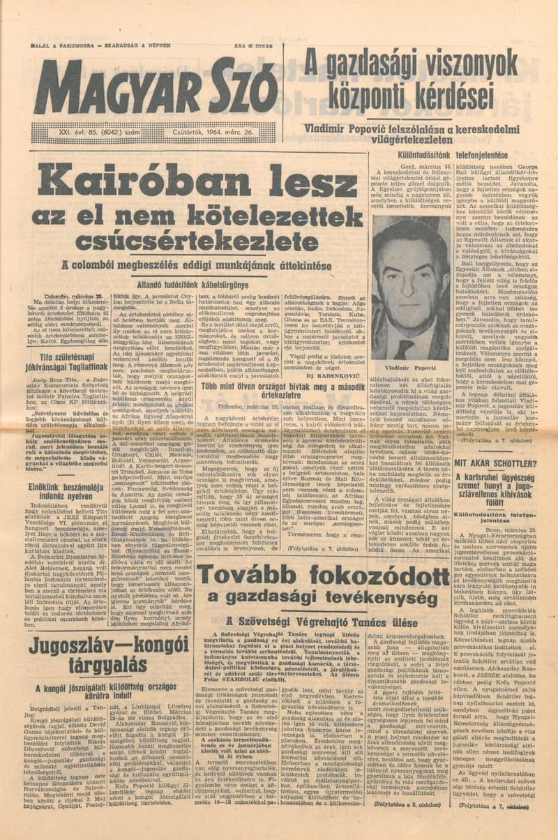 Magyar Szó, 21. évf. 1964. március 26. 85. sz. 1–16. oldal