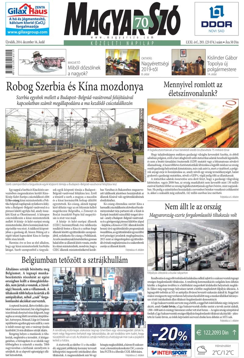 Magyar Szó, 71. évf. 2014. december 16. 293. sz. 1–20. oldal