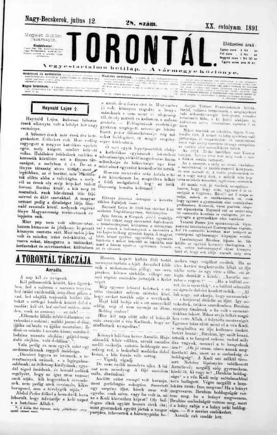 Torontál, 20. évf. 1891. július 12. 28. sz.
