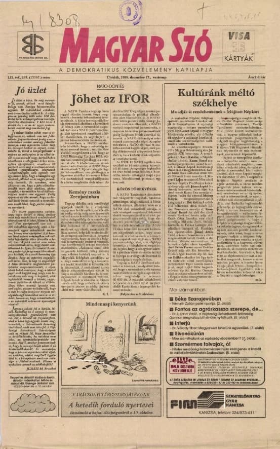 Magyar Szó, 52. évf. 1995. december 17. 293. sz. 1–24. oldal
