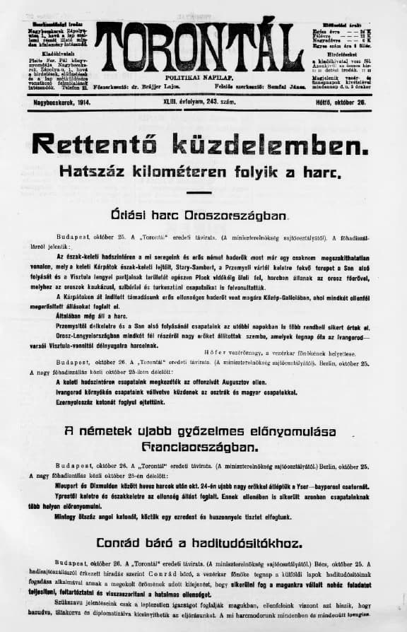 Torontál, 43. évf. 1914. október 26. 243. sz.