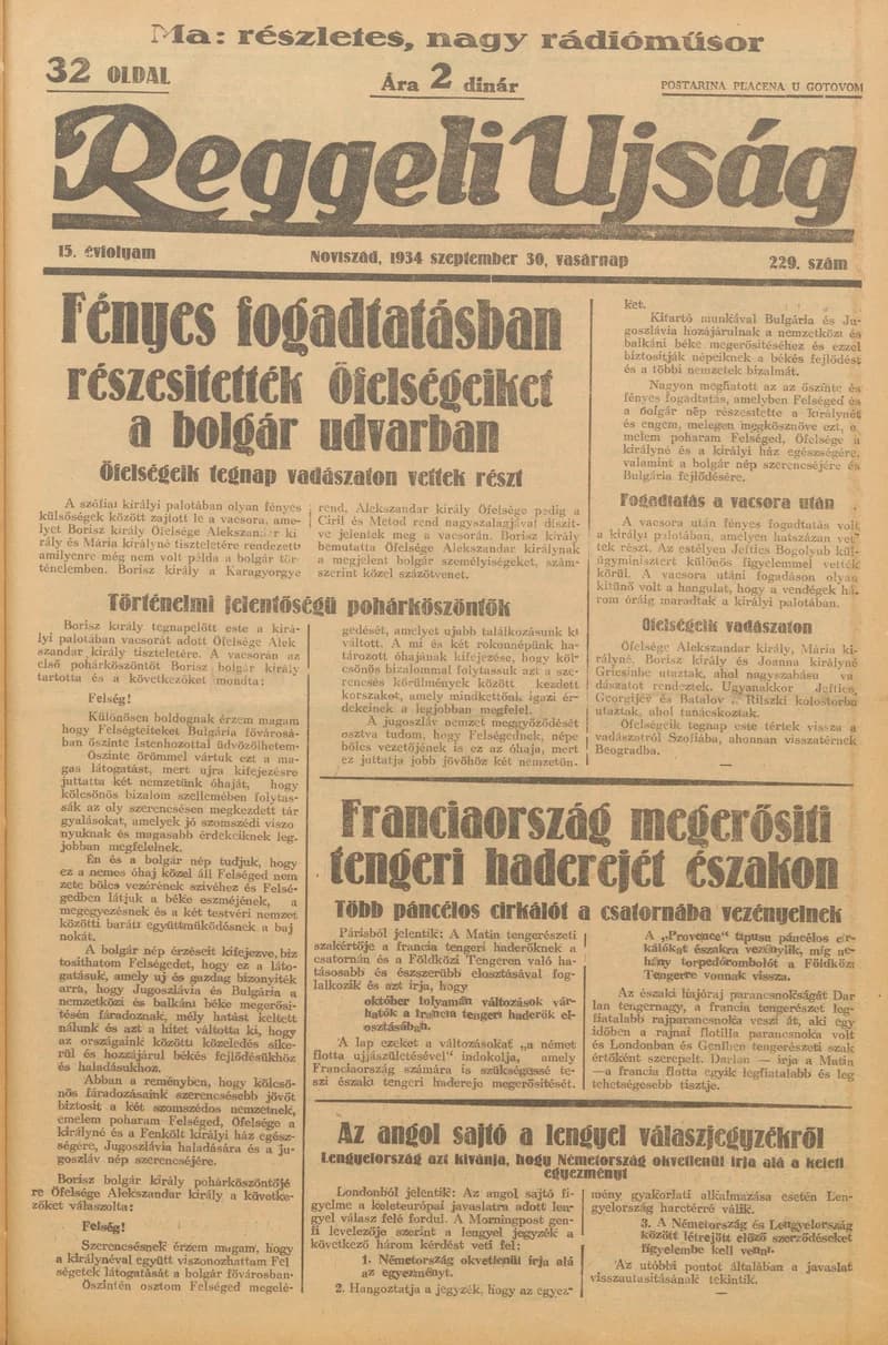 Reggeli Újság, 15. évf. 1934. szeptember 30. 229. sz.