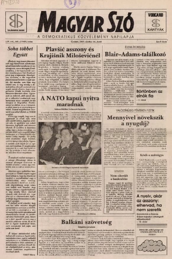 Magyar Szó, 54. évf. 1997. október 14. 242. sz. 1–16. oldal