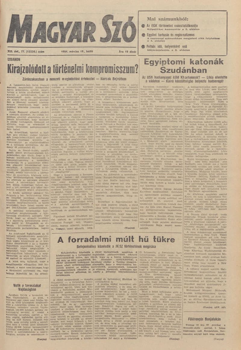 Magyar Szó, 41. évf. 1984. március 19. 77. sz. 1–8. oldal