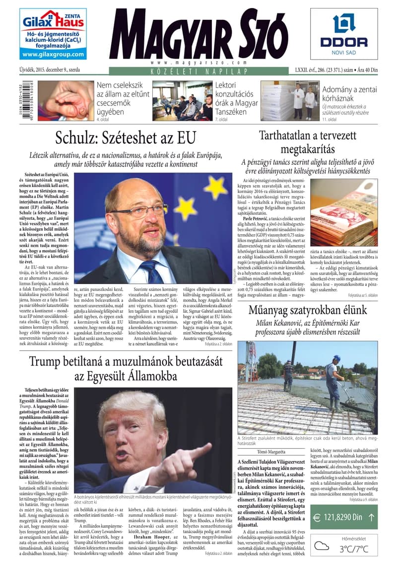 Magyar Szó, 72. évf. 2015. december 9. 286. sz. 1–16. oldal