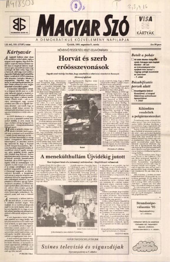 Magyar Szó, 52. évf. 1995. augusztus 9. 183. sz. 1–16. oldal