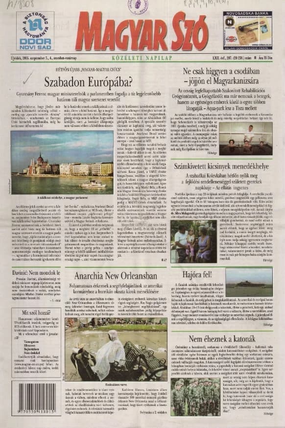 Magyar Szó, 62. évf. 2005. szeptember 3. – 4. 207. sz. 1–12. oldal