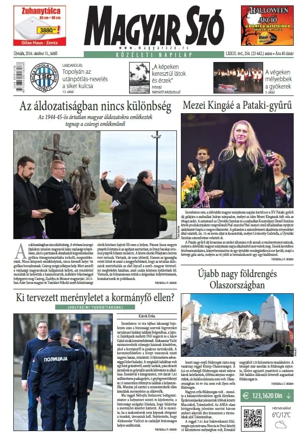 Magyar Szó, 73. évf. 2016. október 31. 254. sz. 1–20. oldal