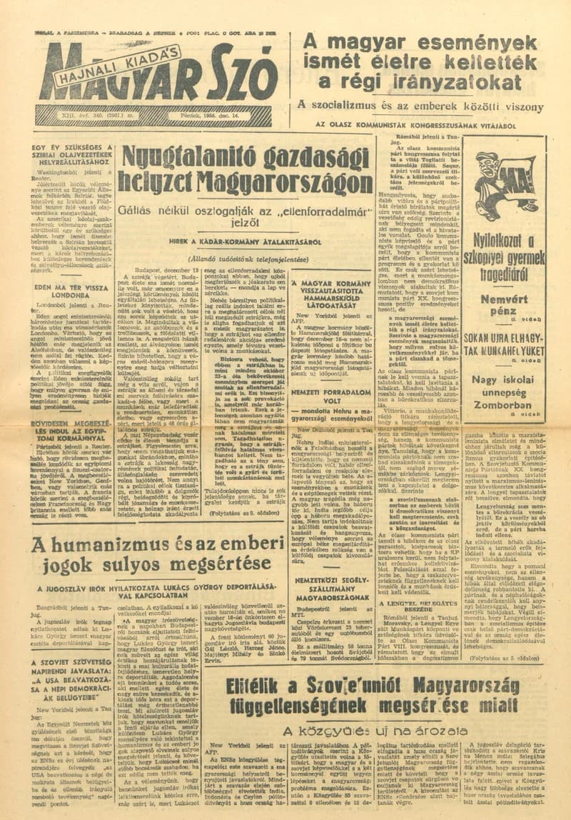 Magyar Szó, 13. évf. 1956. december 14. 340. sz. 1–8. oldal