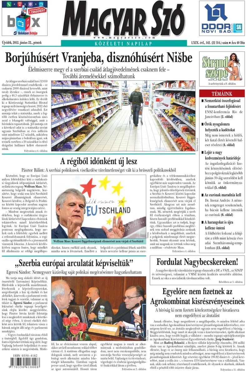 Magyar Szó, 69. évf. 2012. június 22. 142. sz. 1–20. oldal