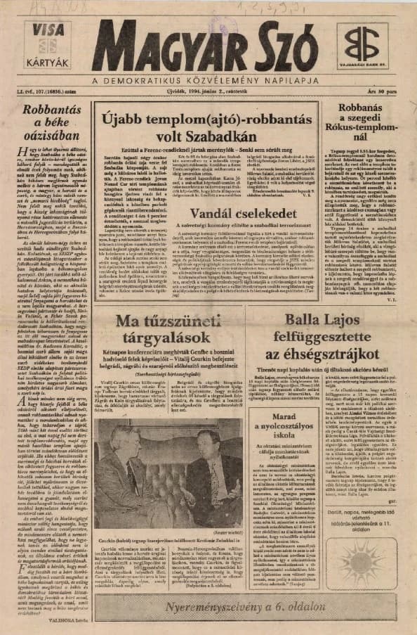 Magyar Szó, 51. évf. 1994. június 2. 107. sz. 1–16. oldal
