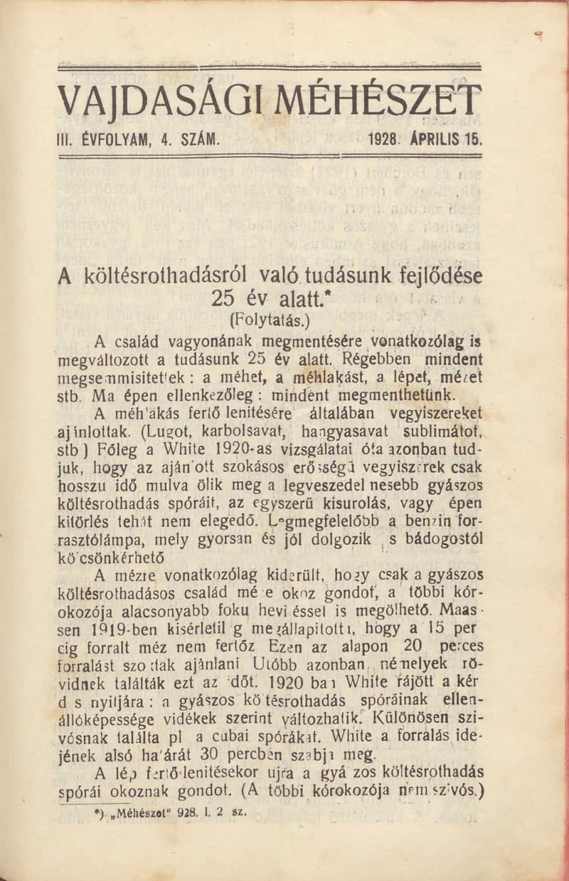 Vajdasági méhészet, 3. évf. 1928. május 15. 5. sz.