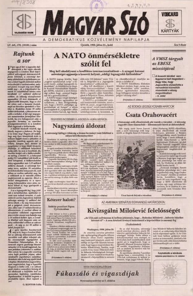 Magyar Szó, 55. évf. 1998. július 21. 172. sz. 1–16. oldal