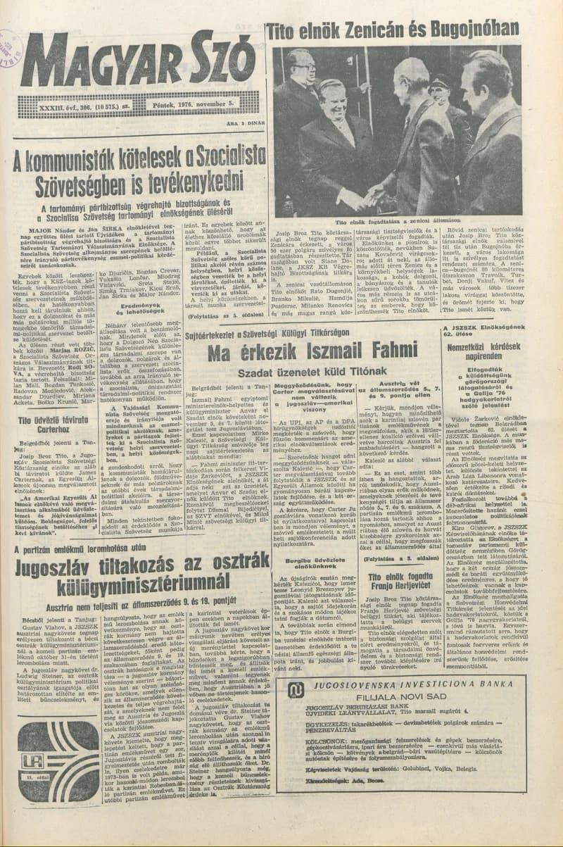 Magyar Szó, 33. évf. 1976. november 5. 306. sz. 1–16. oldal