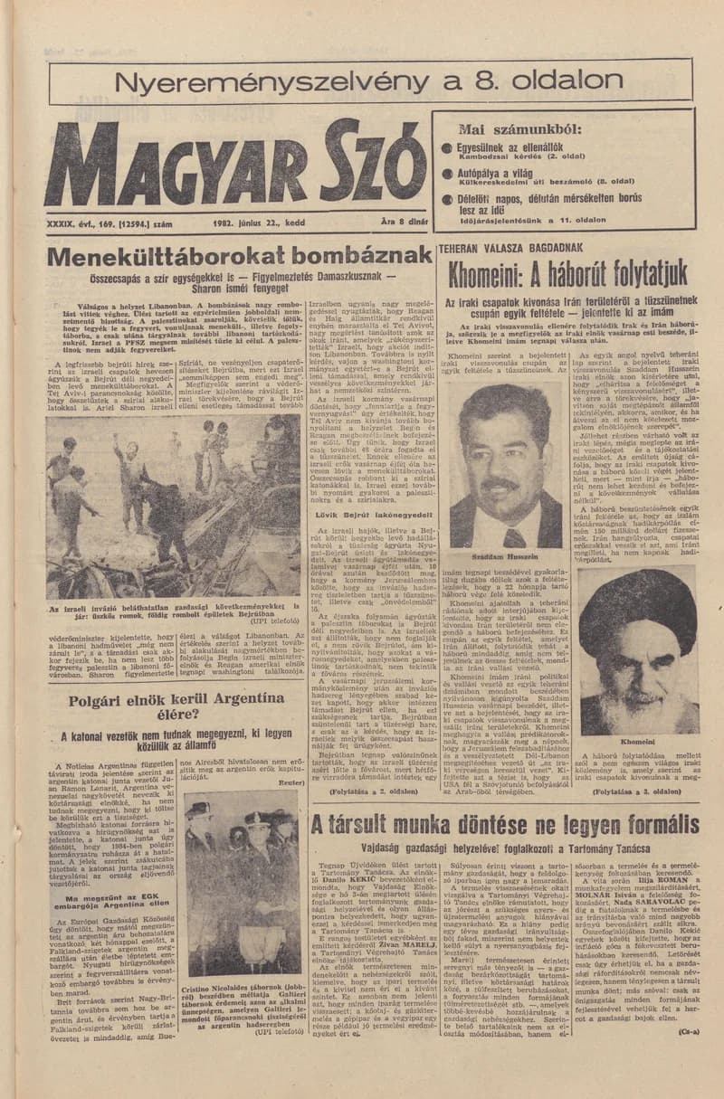 Magyar Szó, 39. évf. 1982. június 22. 169. sz. 1–20. oldal