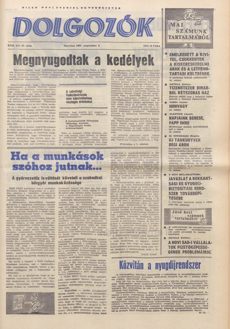 Dolgozók, 23. évf. 1969. szeptember 5. 35. sz.